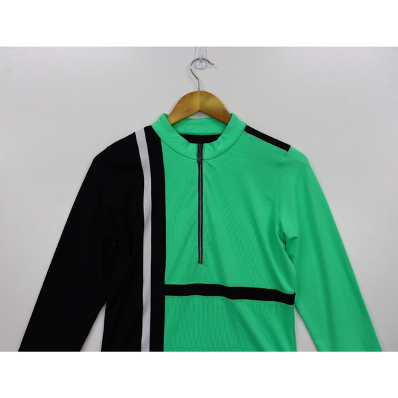Bolle Tennis Golf Women's Long Sleeve Athletic Top Size Medium Black Green White - Picture 3 of 9
